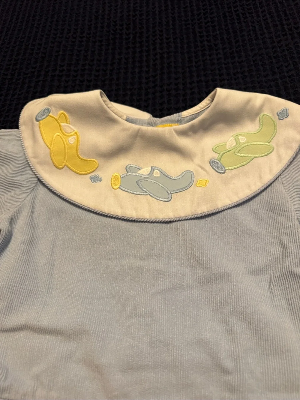 Light Blue Kids Two-Piece Set with Airplane Collar